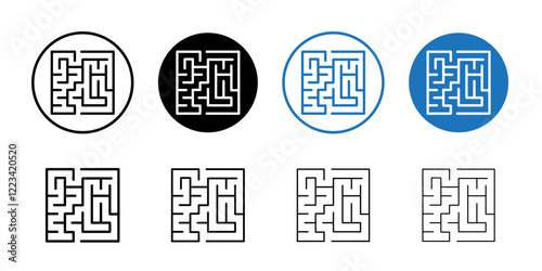 Labyrinth icon Vector logo set flat