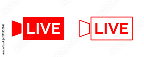 Live icon streaming button, Online stream, Vector illustration