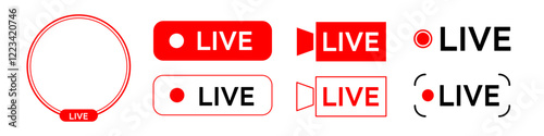 Set Live icon streaming button, Online stream, Vector illustration