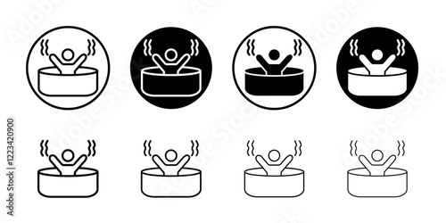 Man relaxing in jacuzzi icon Vector logo set flat