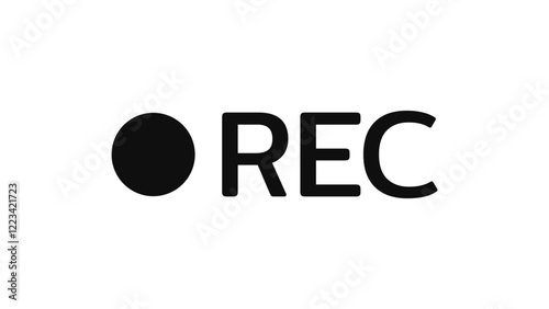 Recording icon sign, red panel, rec. isolate transparent background