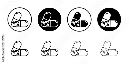 Natural medicine icon Vector logo set flat