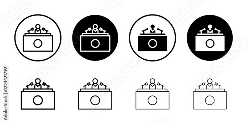 News presenter on TV Show icon Vector logo set flat