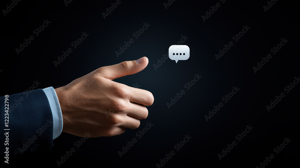 hand giving thumbs up with speech bubble, symbolizing communication