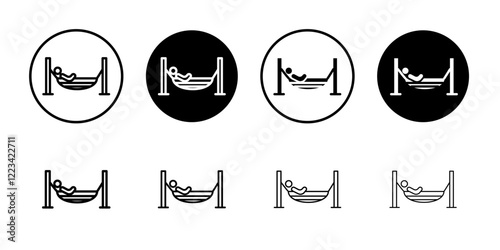 Person relaxing on hammock icon Vector logo set flat