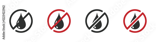 No water resistance vector icon set. No waterproof vector icons