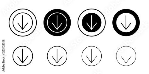 red Down arrow icon Vector logo set flat
