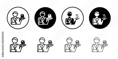 restaurant Waiter icon Vector logo set flat