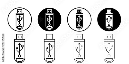 Usb stick icon Vector logo set flat