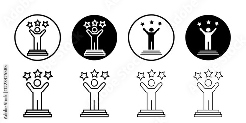 Victory icon Vector logo set flat