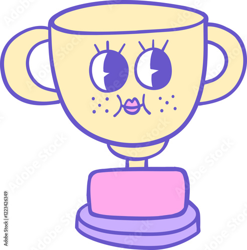 Fun Cartoon Trophy with Eye Perfect for School Awards and Back to School Concepts photo