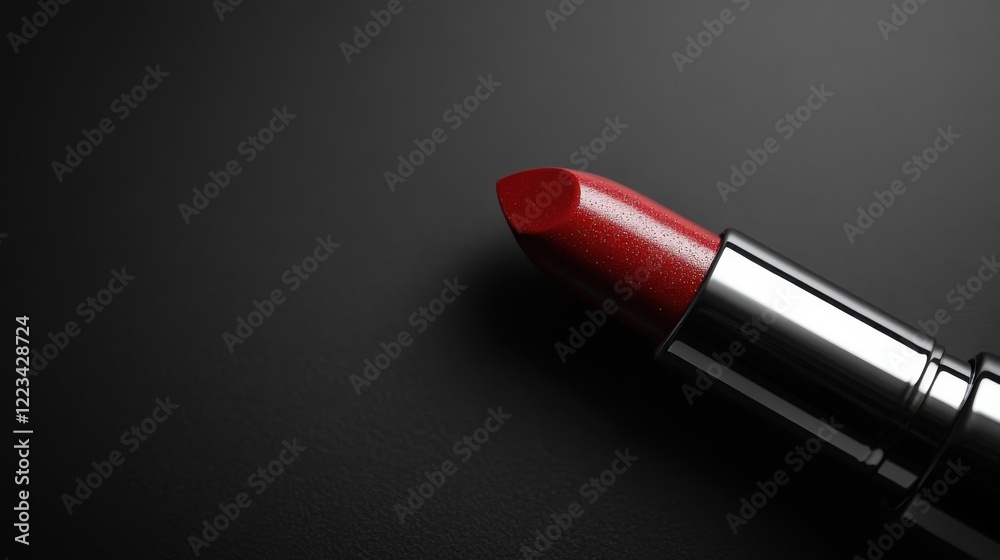 Red Lipstick on Black Background for Beauty and Makeup Themes Red Lipstick on Black Background for Beauty and Makeup Themes