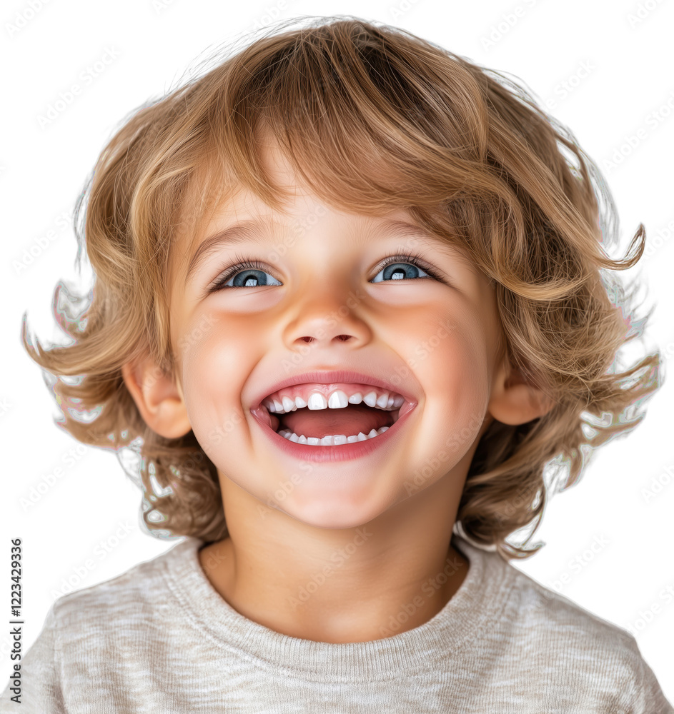 Bright and joyful child with curly hair expressing happiness on a transparent background Bright and joyful child with curly hair expressing happiness on a transparent background
