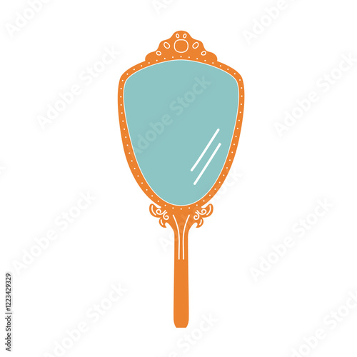 Vintage gold hand mirror. Isolated on a white background.