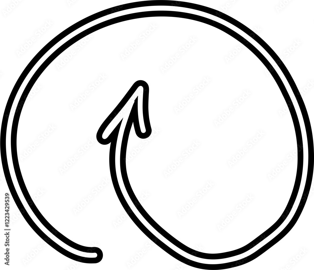 Round direction Arrow in simple various styles. Hand drawn vector isolated set. Round direction Arrow in simple various styles. Hand drawn vector isolated set.