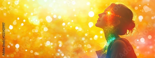 aura gloves on the back ground of a person. Selective focus.