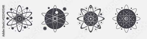 set quantum physics template design, orbit molecule particle