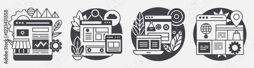 set e-commerce template design concepts, product products filter compare view wishlist quick