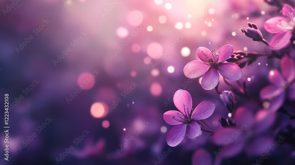 Fototapeta premium Beautiful Purple Flowers Soft Bokeh Background Romantic Spring Blossom Floral Nature Image Delicate Petals Artistic Photography Vibrant Colors Pretty 