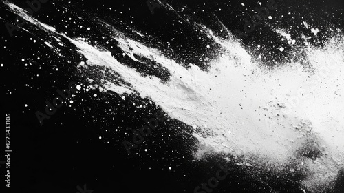 Abstract White Powder Explosion on Black Background Dynamic Artistic Design High Resolution Texture Dramatic Monochrome Spray Paint Effect Grunge     