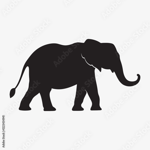 Minimalistic black elephant silhouette icon vector