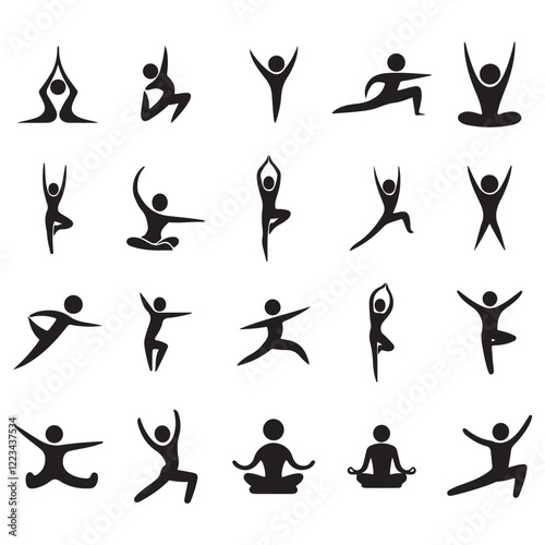 Collection of Simple Yoga and Exercise Icons
