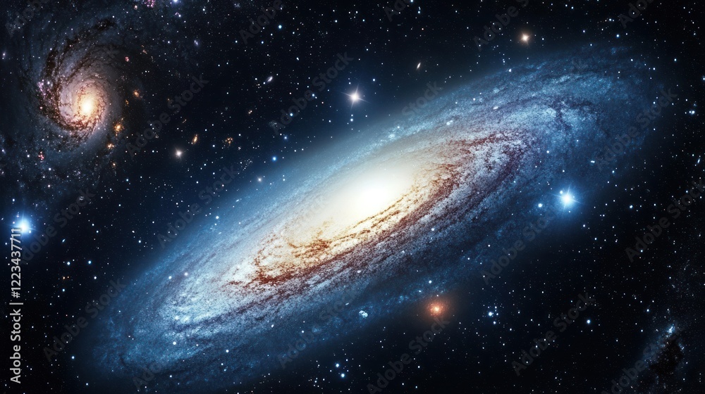 Fototapeta premium Spiral Galaxy and Distant Stars in Deep Space