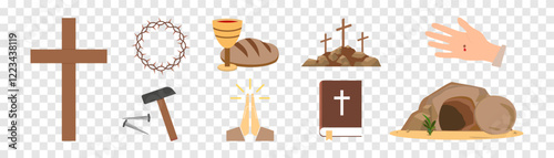 Risen icons set. Religion icons.