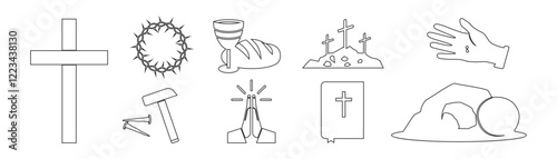 Risen icons set. Religion icons.