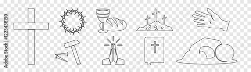 Risen icons set. Religion icons.
