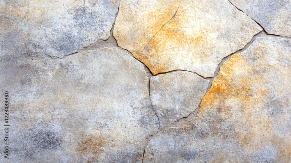 Obraz premium Ceramic tiles mimicking natural stone in grey and beige tones creating a seamless textured surface