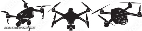 Set FPV Drone. Hand drawn vector illustration	