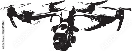 Set FPV Drone. Hand drawn vector illustration	