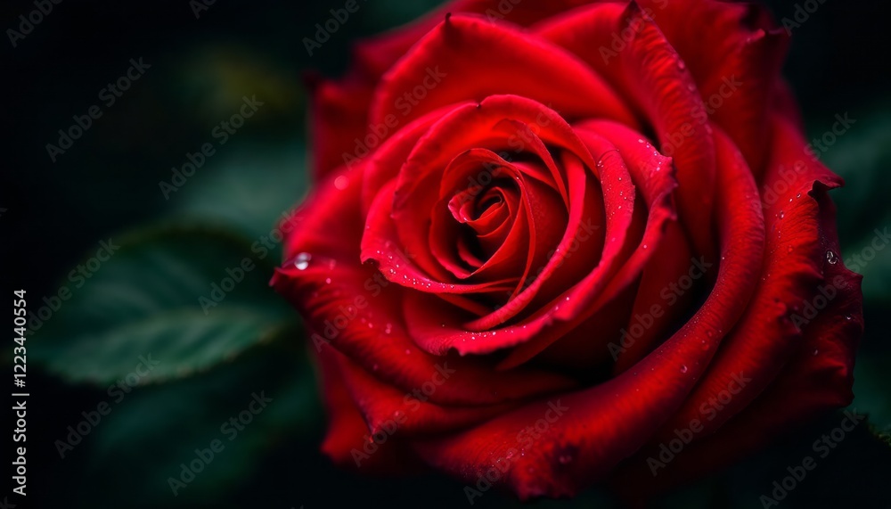 Deep red rose macro, vibrant crimson petals, spiral pattern, velvety texture, dewdrops, romantic mood,Valentine's Day theme, sensual curves Deep red rose macro, vibrant crimson petals, spiral pattern, velvety texture, dewdrops, romantic mood,Valentine's Day theme, sensual curves