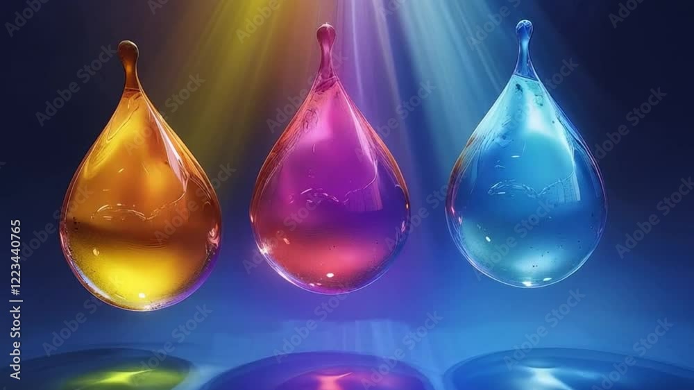 Big drops of liquid on abstract animation with vibrant colors Big drops of liquid on abstract animation with vibrant colors