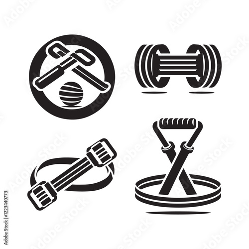 Get Resistance Band Silhouette Vectors for Gym and Training Projects photo