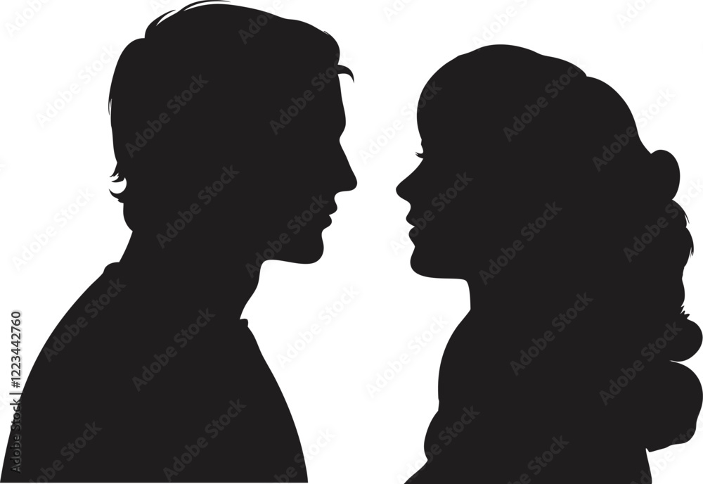 silhouette of a couple, vector