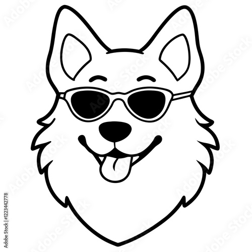 Funny finnish spitz dog head vector art