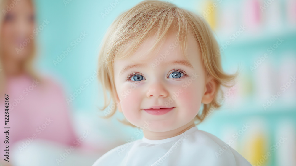 Cute caucasian toddler with blue eyes in soft pastel colors Cute caucasian toddler with blue eyes in soft pastel colors