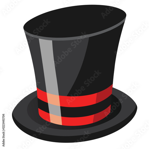 Black Top Hat Vector Illustration - Cartoon, Clipart, and Line Art Design 2.eps
