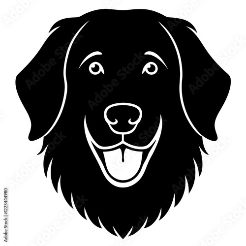 Funny flat coated retriever dog head vector art
