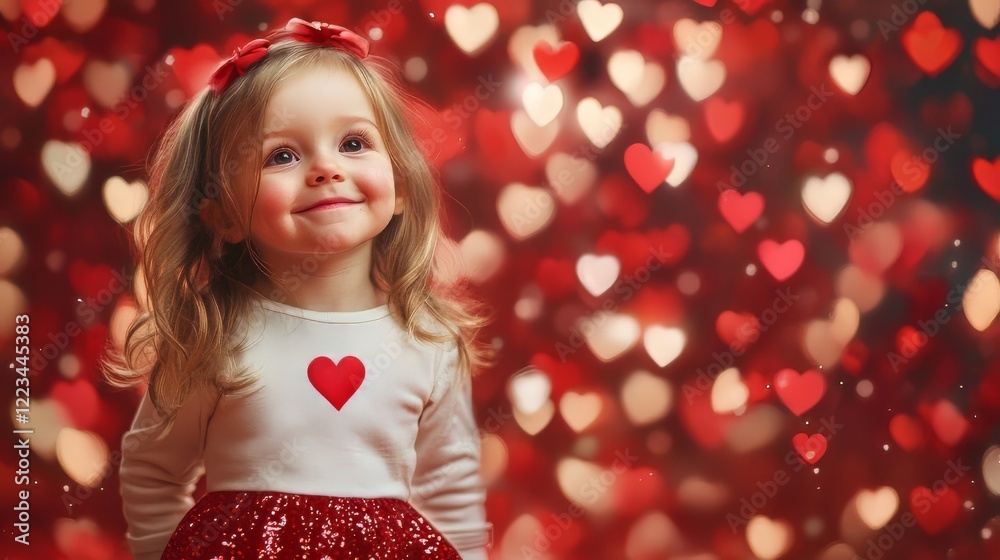Toddler girl in festive heart setting Toddler girl in festive heart setting