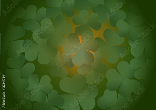 Dense clover leaves with a warm, glowing center