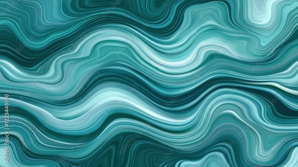 Abstract Teal Swirling Wave Pattern Design