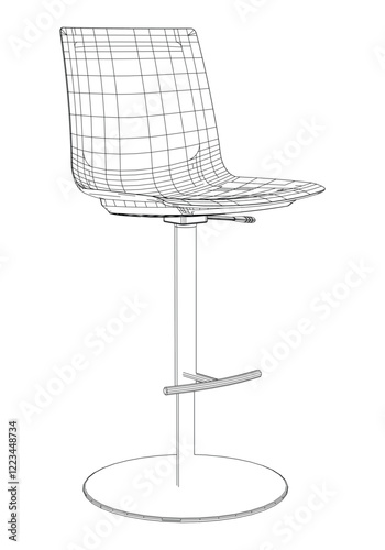 Adjustable Rolling Chair, Office chair editable vector illustration on white background. chair Line art, clip art. swivel chair, Hand-drawn design elements.