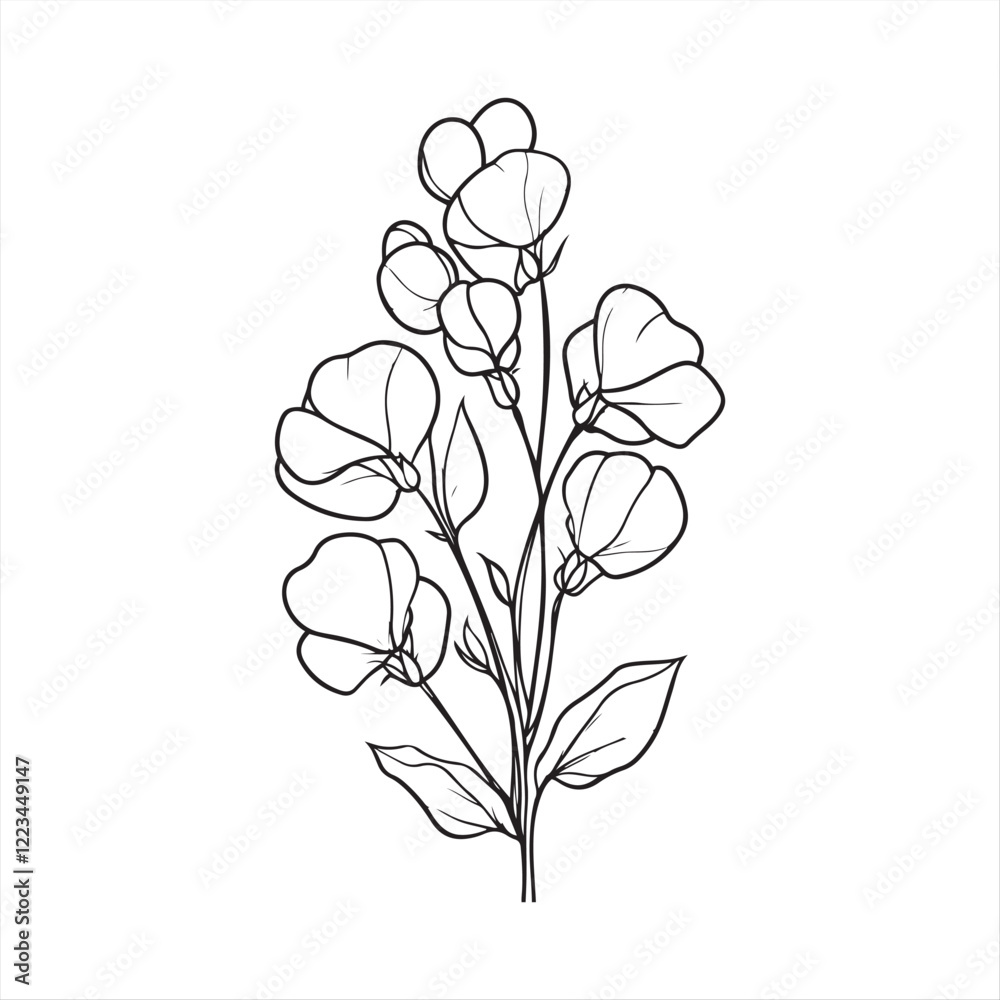 Simple Line Art Flowers