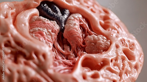 The early stages of heart tube formation, showing mesodermal folding under high magnification. photo