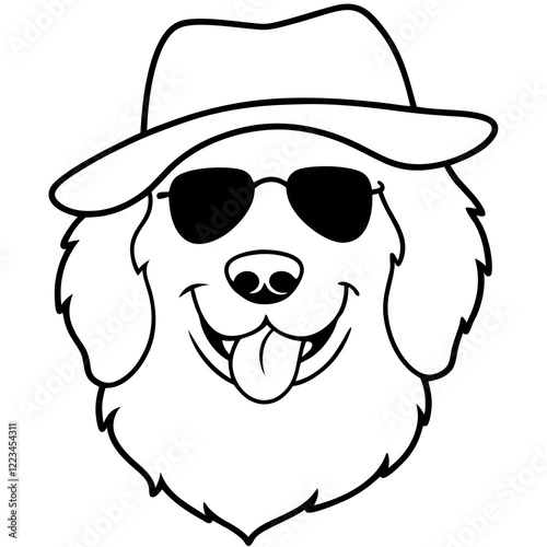 Funny great pyrenees dog head vector art