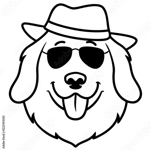 Funny great pyrenees dog head vector art