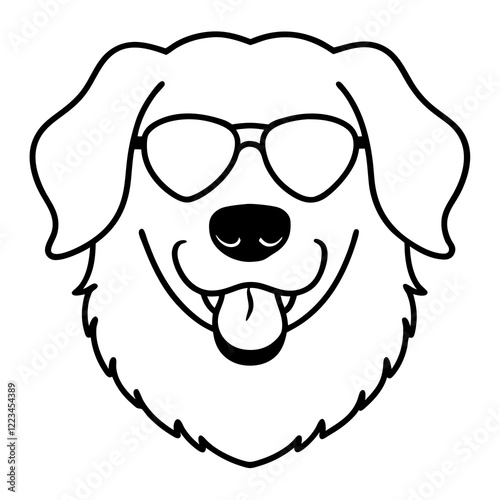Funny great pyrenees dog head vector art